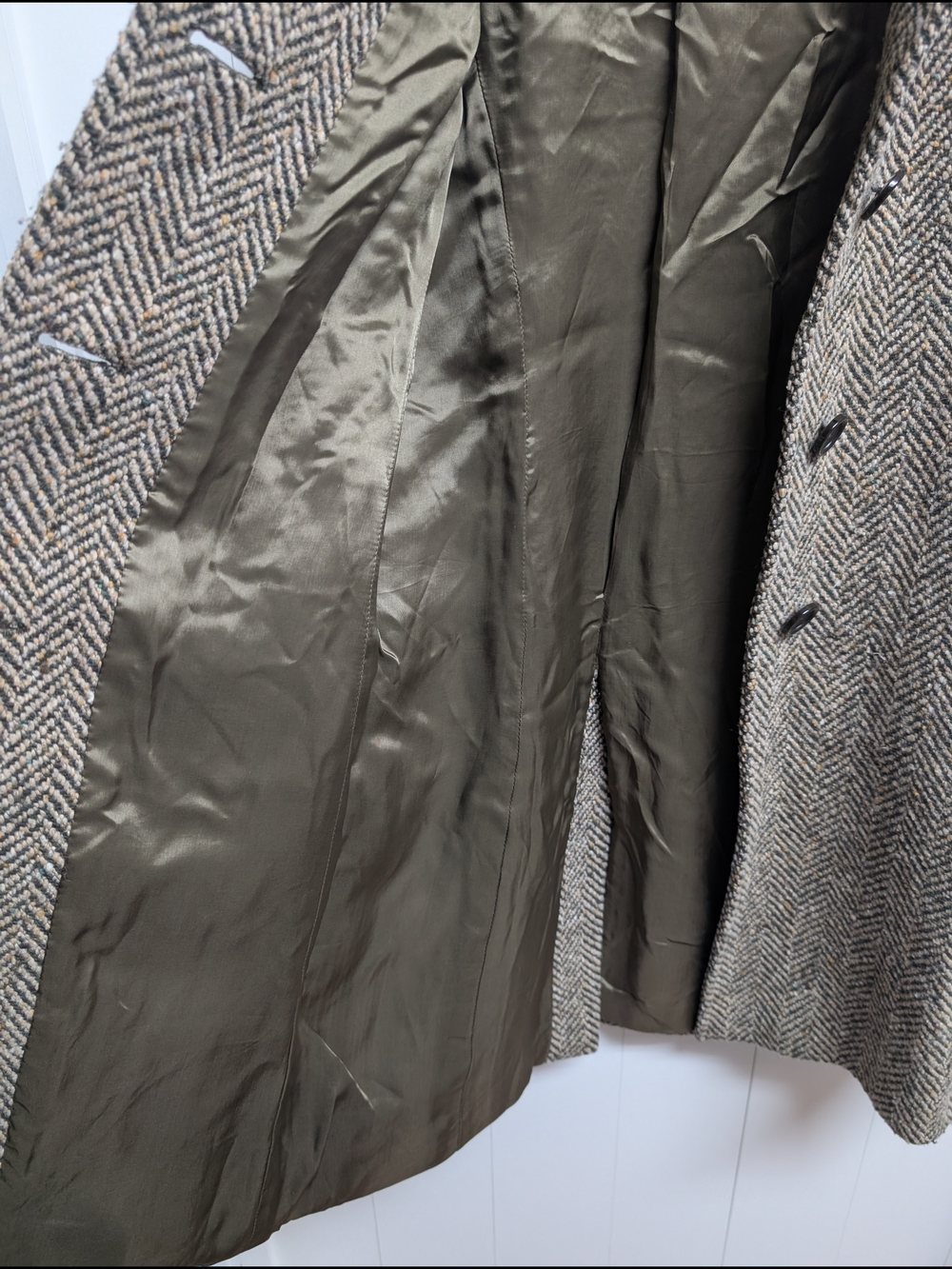 Cinzia Rocca Due Women's Herringbone Wool Coat - Beige/Green, sz 2 - Picture 4 of 8